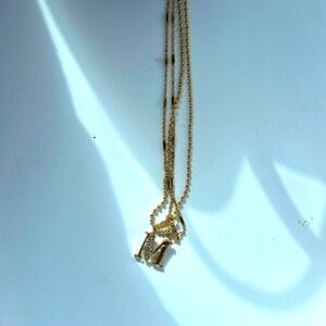Time and Tru Goldtone Initial Letter Necklace Set for Women,